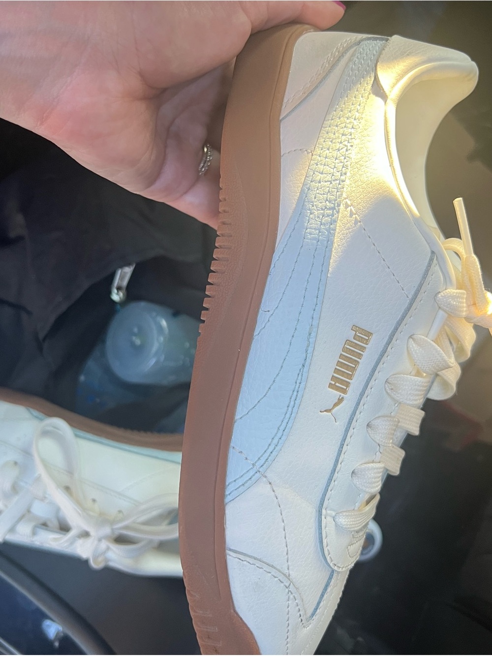 Puma White Sneaker with Light Blue Stripe and Gum Sole - Picture 4 of 10
